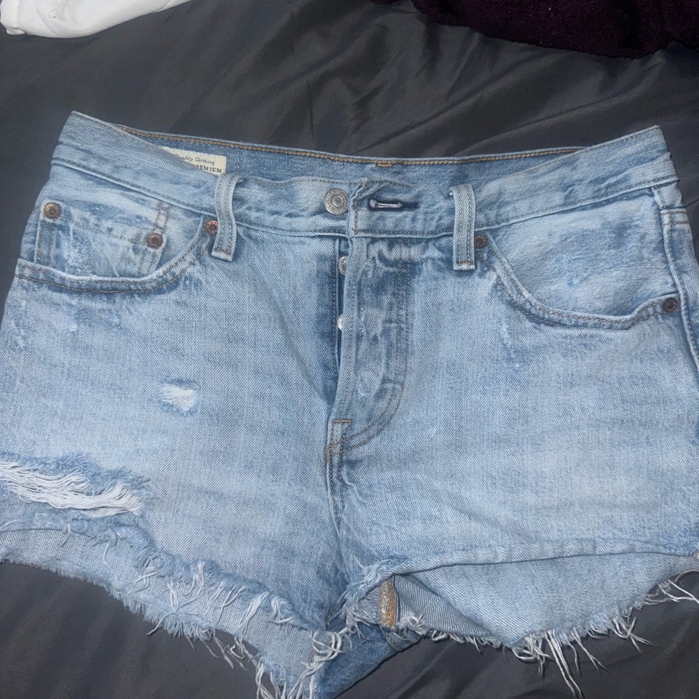 Levi's 501 Blue Jean Shorts Distressed High-Waisted